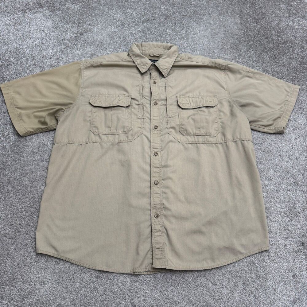 5.11 Tactical Ripstop Short Sleeve Button Down Shirt Mens 2Xl Brown Cargo Work